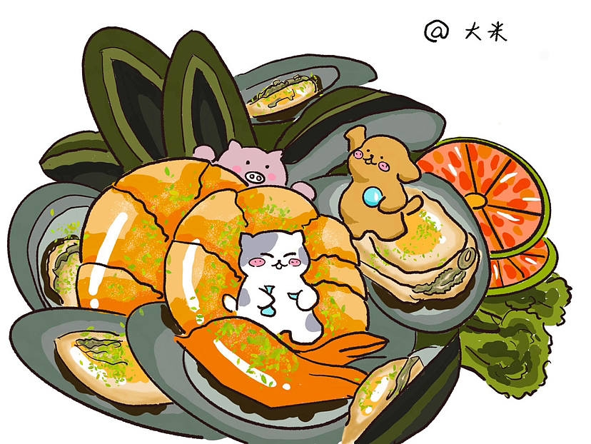 青口大虾（图ZMzY2OTgxNTIw） - 商业插画 - 站酷设计师大米家族原创素材 - 站酷ZCOOL