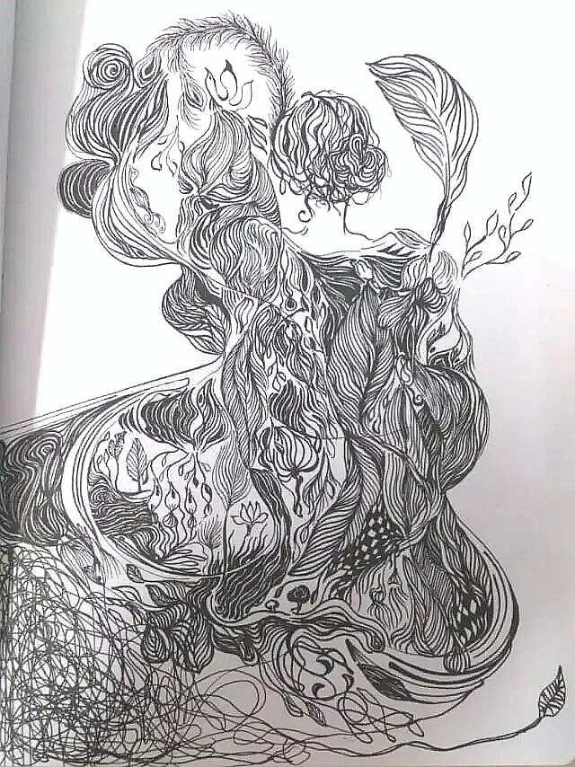 杂乱无章的签字笔涂鸦小画