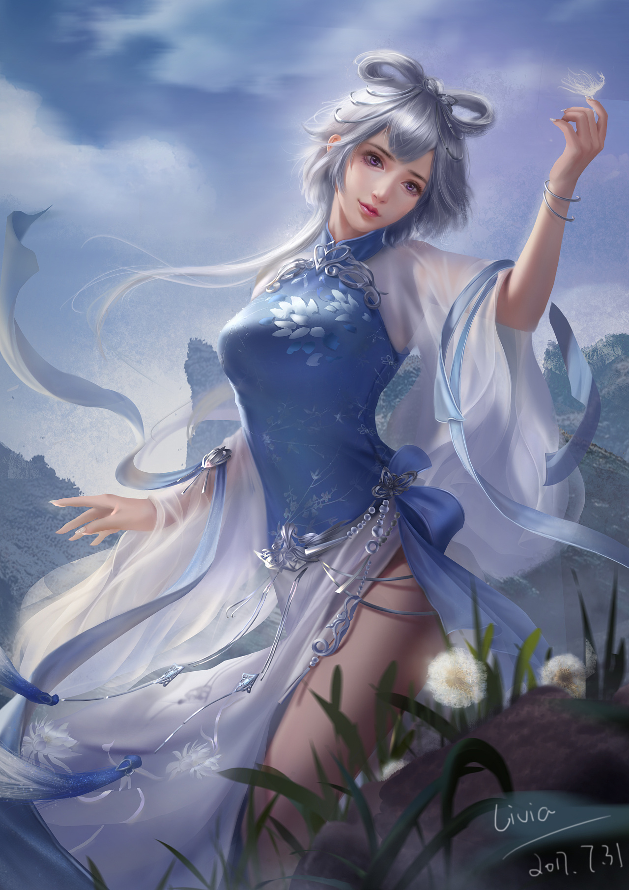 天刀同人成女洛天依绘画过程