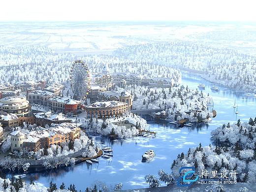 建筑表现三维设计——雪景鸟瞰效果图