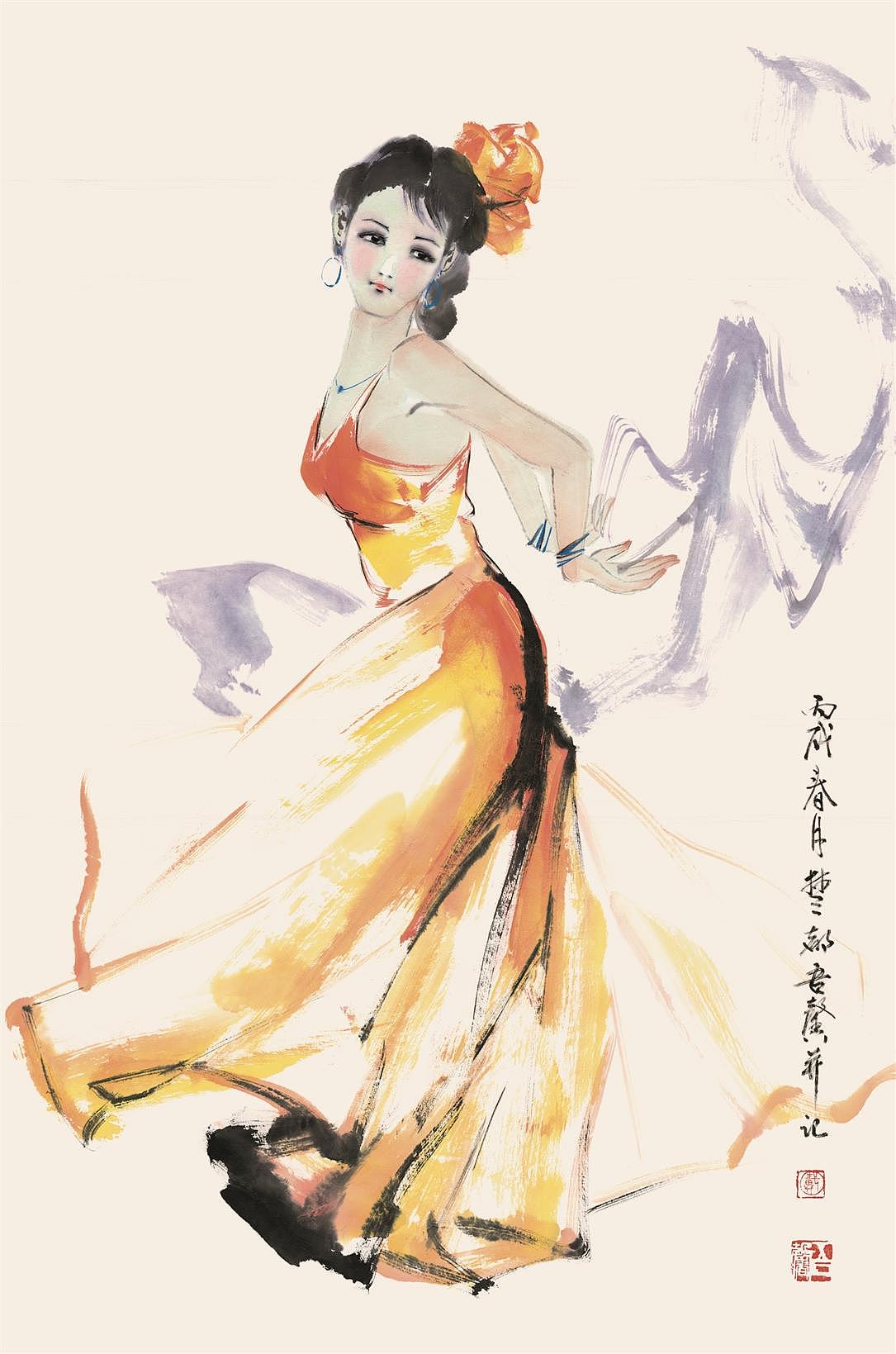 国画-舞蹈人物选_国画戴吾馨-站酷zcool