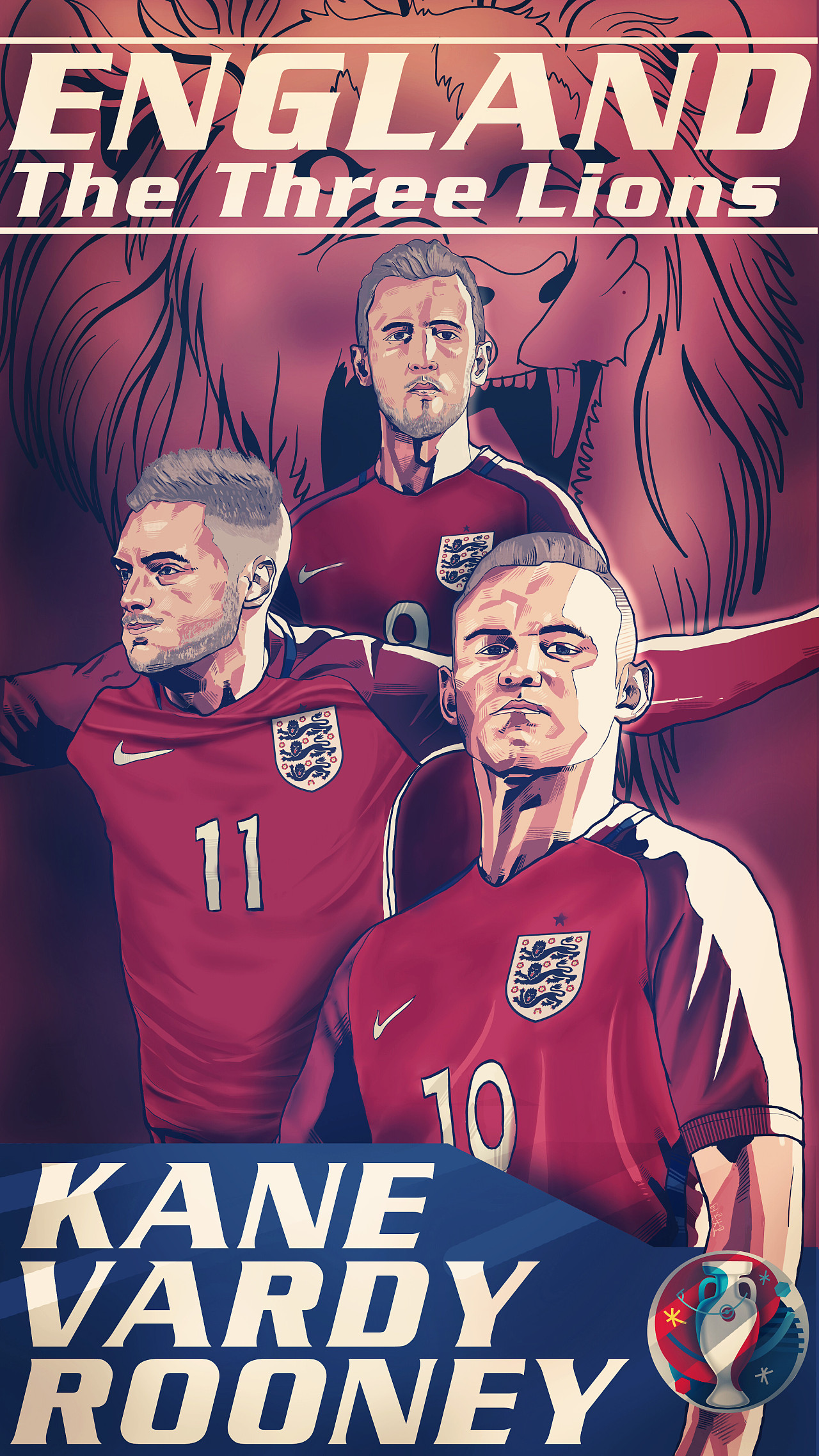 欧洲杯插画系列之德国队,英格兰队