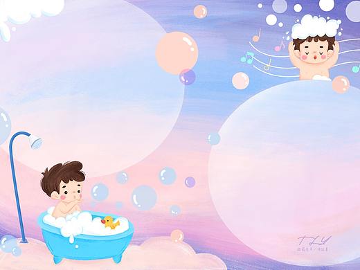 儿童教科书内页插画 - 洗澎澎
