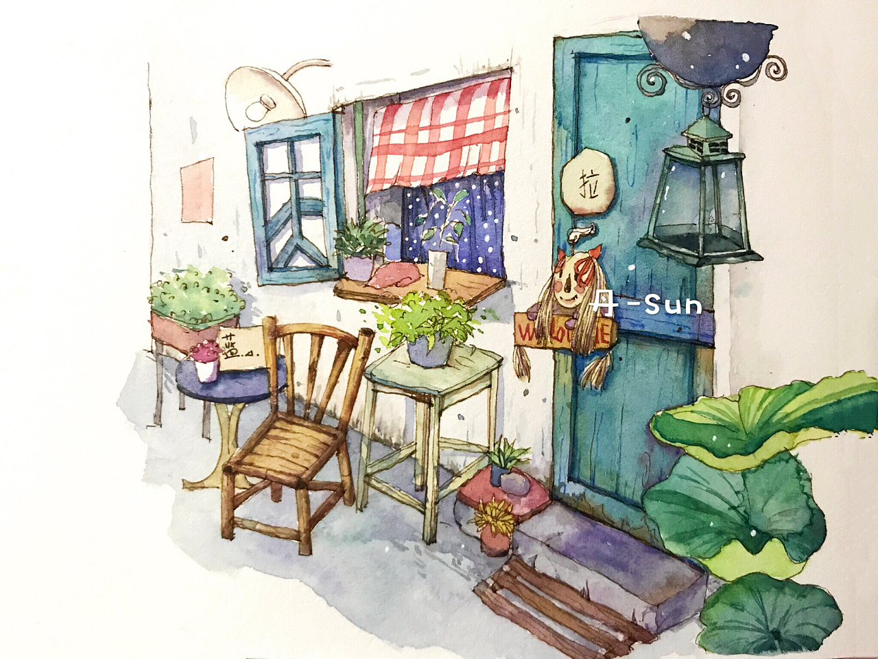 最近的钢笔水彩画