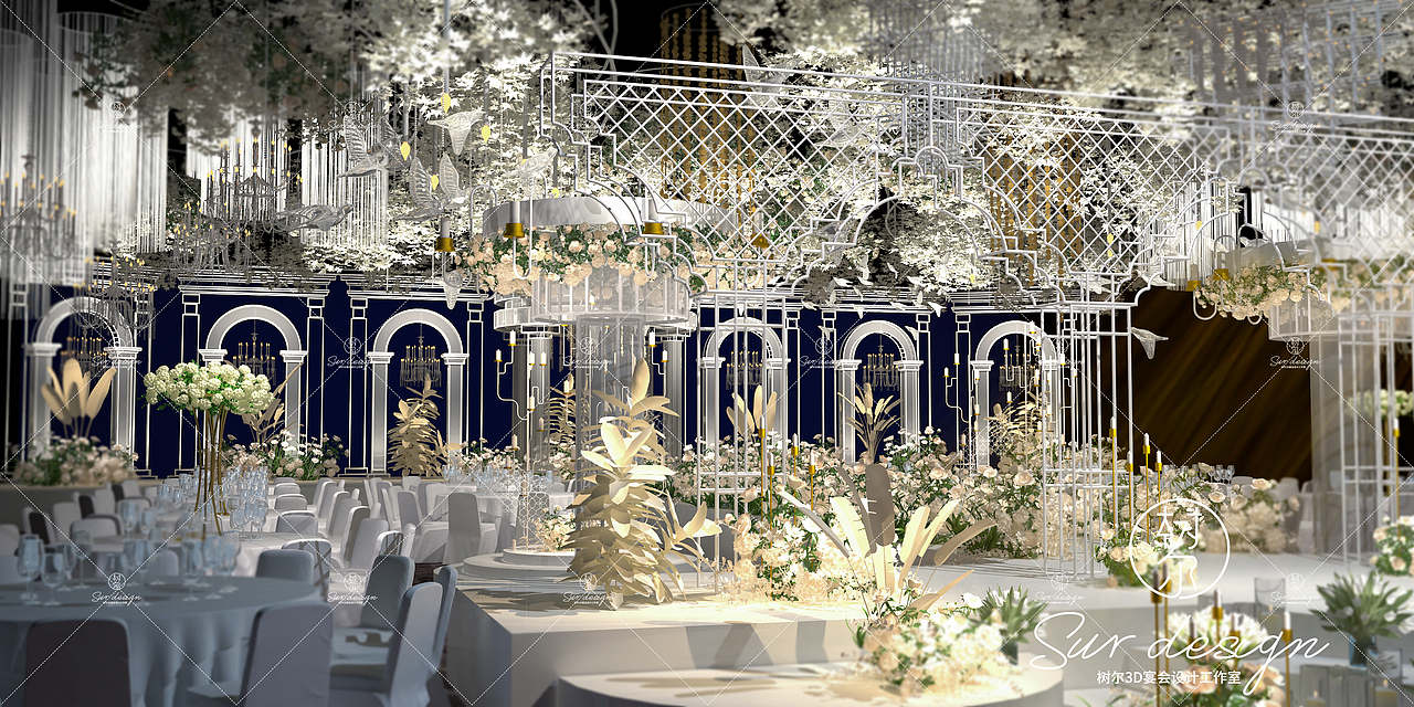 婚礼宴会3D效果图《透白宫殿》
