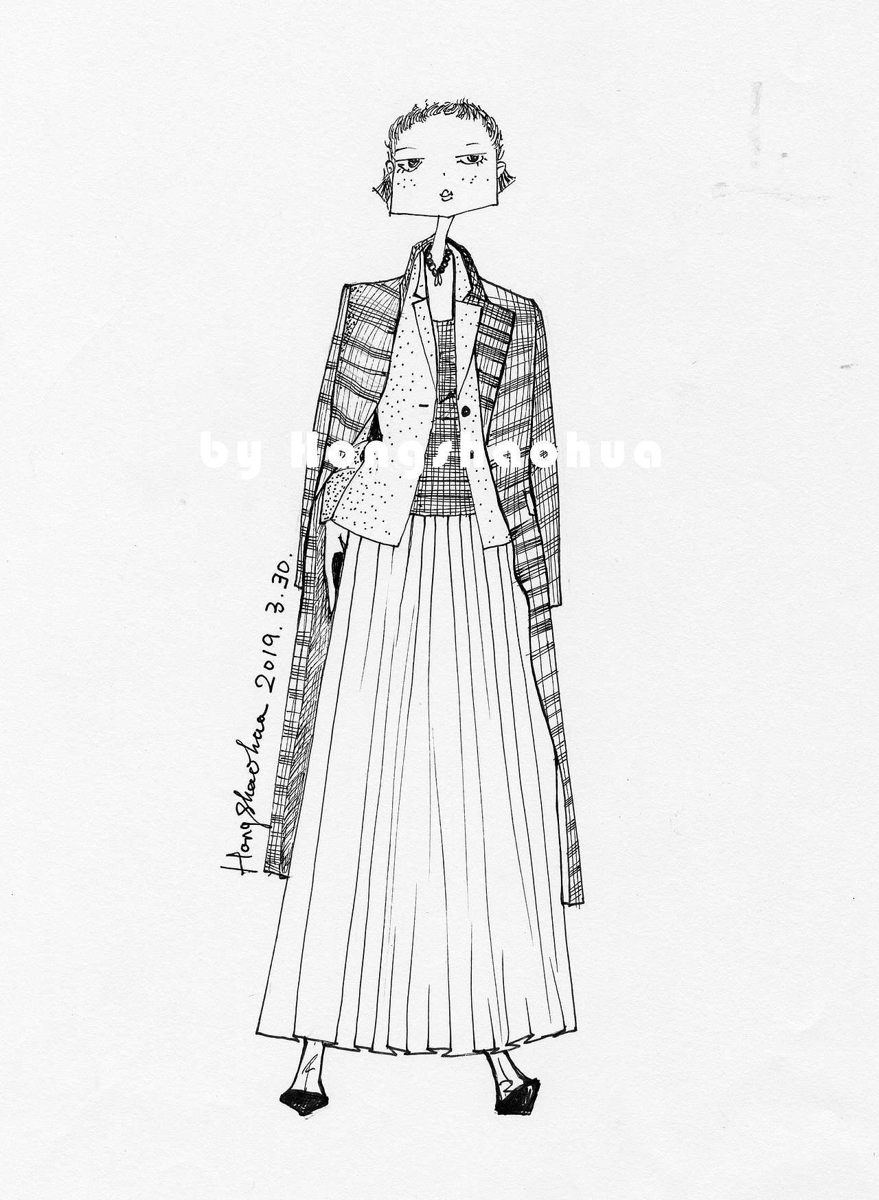 我很方｜方脑壳时装画系列（图ZMTYyODAzMjE2） - 创作习作 - 站酷设计师红苕花花花儿原创素材 - 站酷ZCOOL