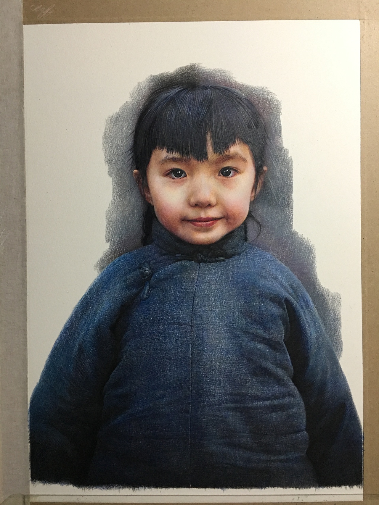 蓝棉袄——祥雷彩铅作品