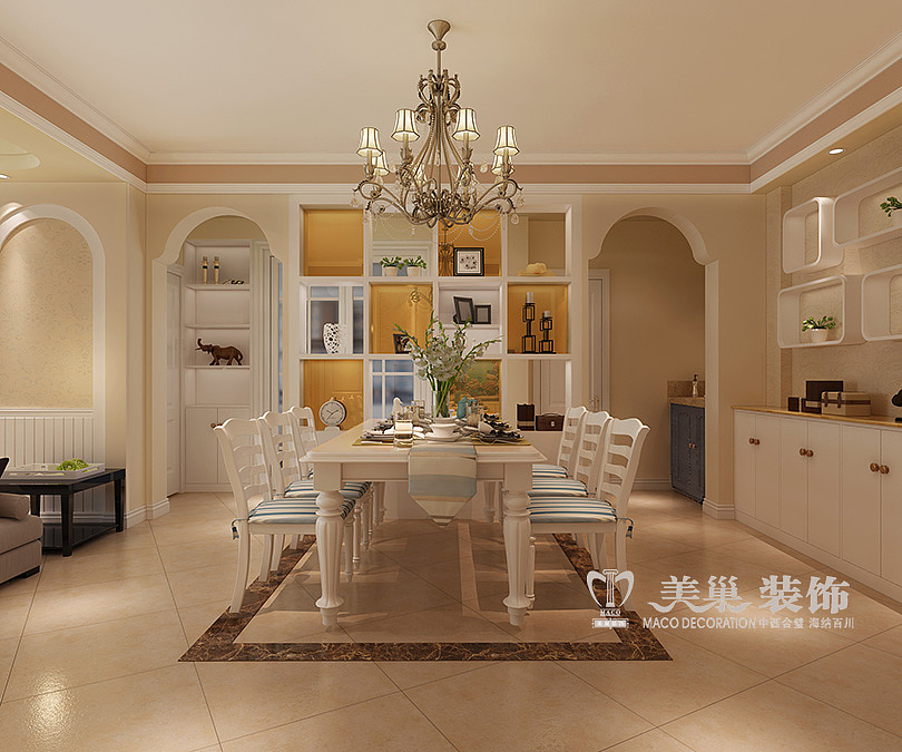 郑州金域蓝湾三室两厅装修样板间设计——餐厅
