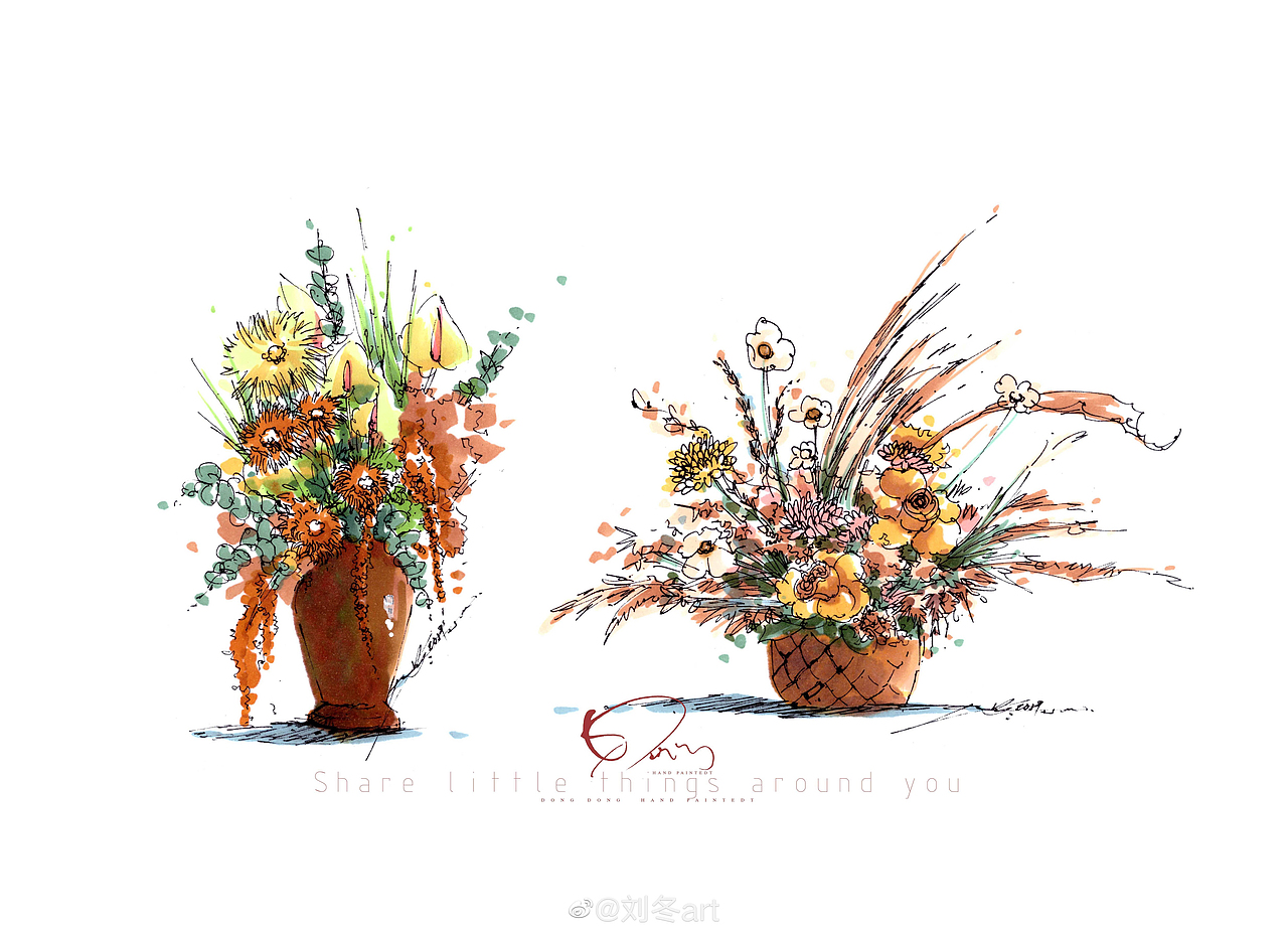 是花还是画都为美而来【花艺手绘】（图ZMTU5ODM5Mzcy） - 绘画 - 站酷设计师咚咚婚礼手绘原创素材 - 站酷ZCOOL