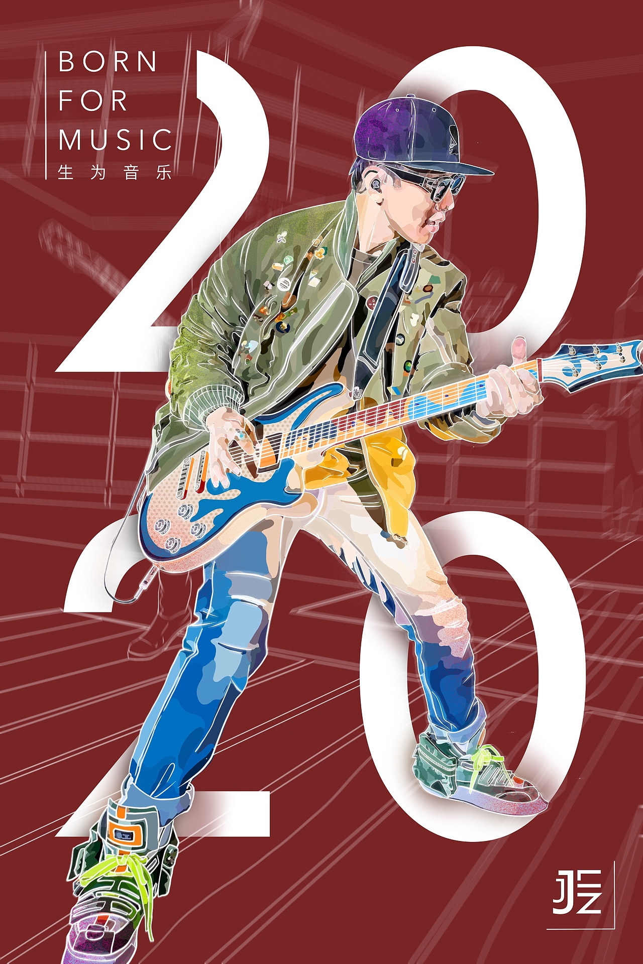 #Procreat#《JJ林俊杰——Born for music》（图ZMTk1OTYzNDgw） - 海报 - 站酷设计师HAPPY菌原创素材 - 站酷ZCOOL