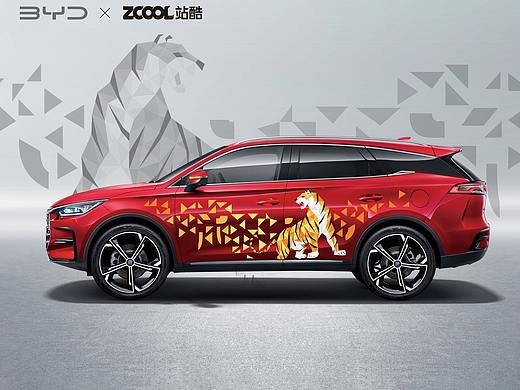 #王者之势 龙腾虎跃#十二生肖车贴设计之虎啸龙吟