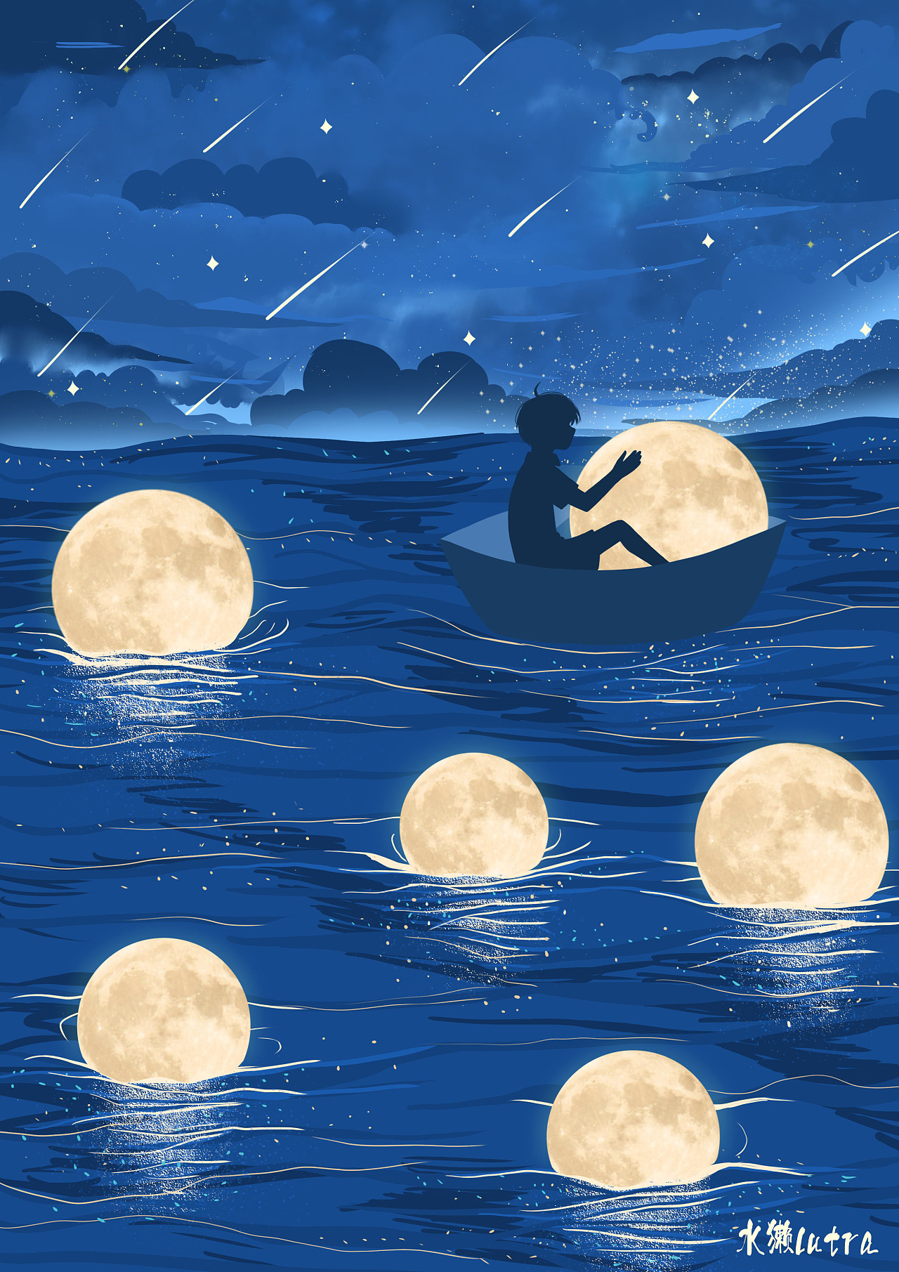 月亮都是暗喻,本体都是你|插画|绘本|水獭请看 - 原创作品 - 站酷