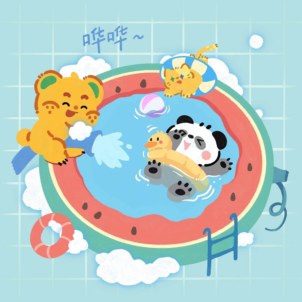 日常绘画｜太热了～（图ZMzQ3ODAzNTQ4） - 儿童插画 - 站酷设计师是大头阿耶原创素材 - 站酷ZCOOL
