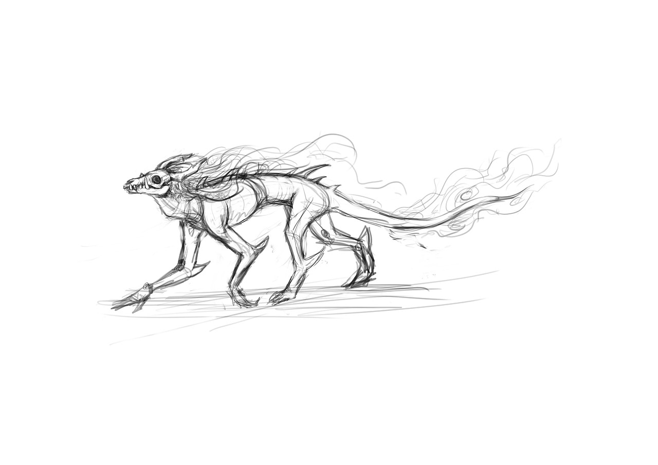 水墨妖怪绘画过程