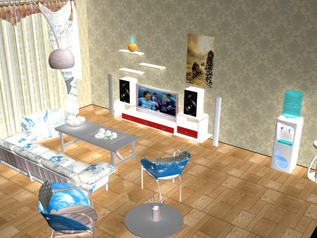 带材质的3d客厅效果图