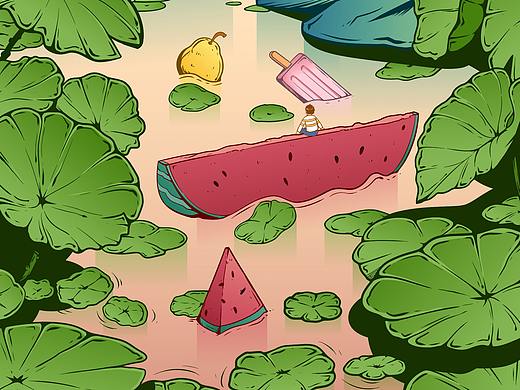 大暑（个人主页-ZNDY0MTg3MzY=） - 商业插画 - 站酷设计师阿越啊阿越原创素材 - 站酷ZCOOL