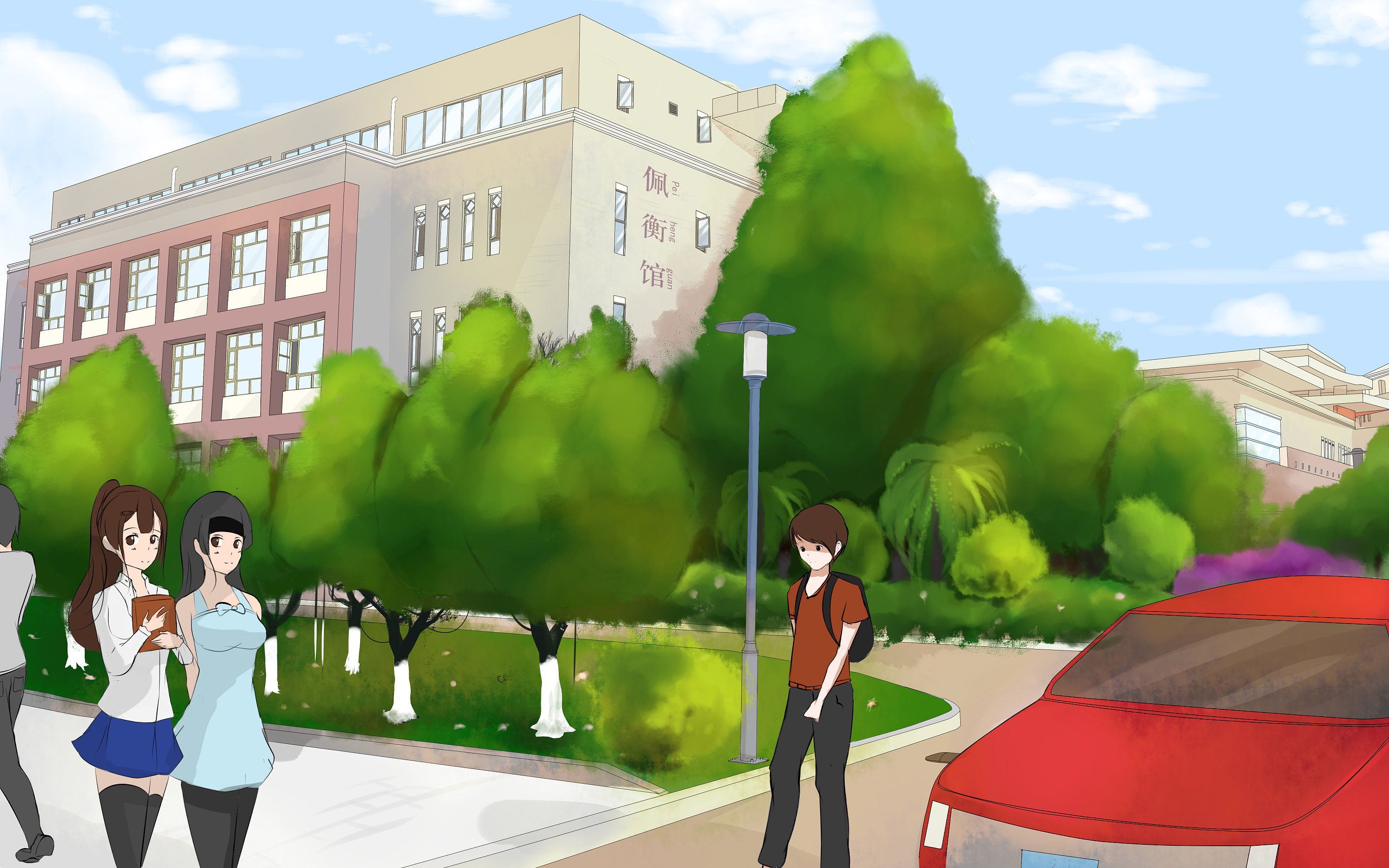 校园插画,风景插画,商业插画