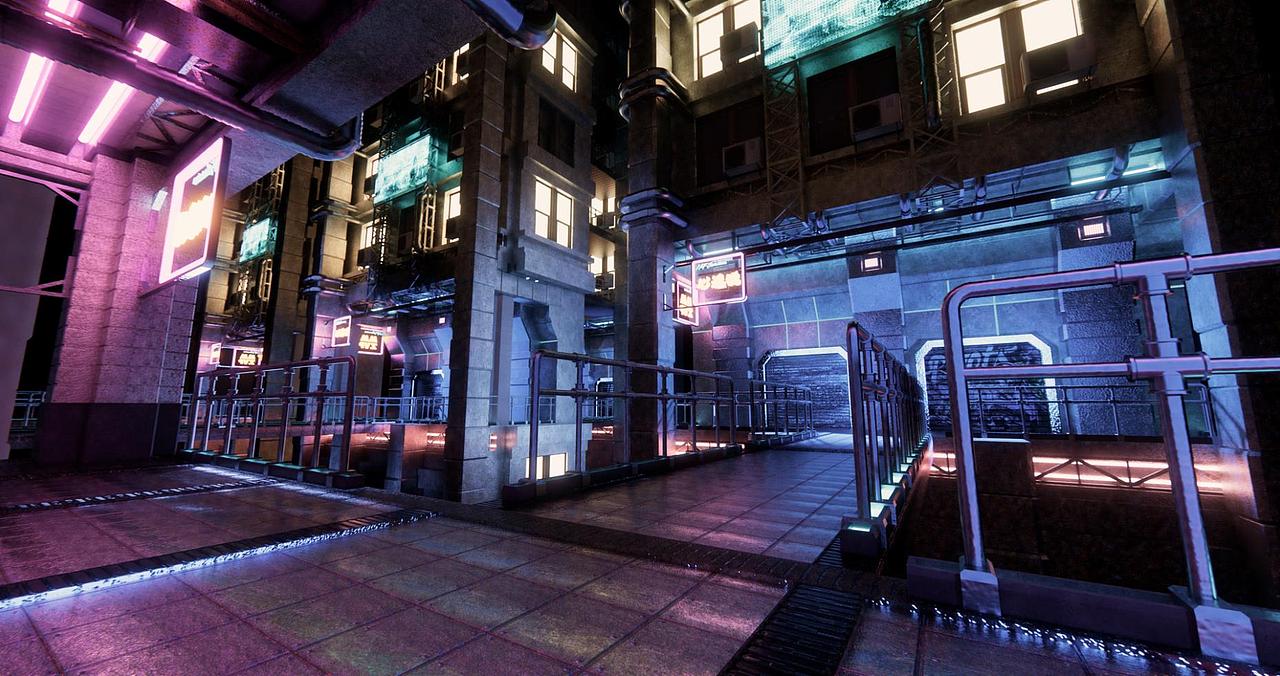 赛博朋克场景建模练习