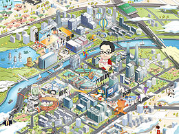 六合桥园区主视觉插画