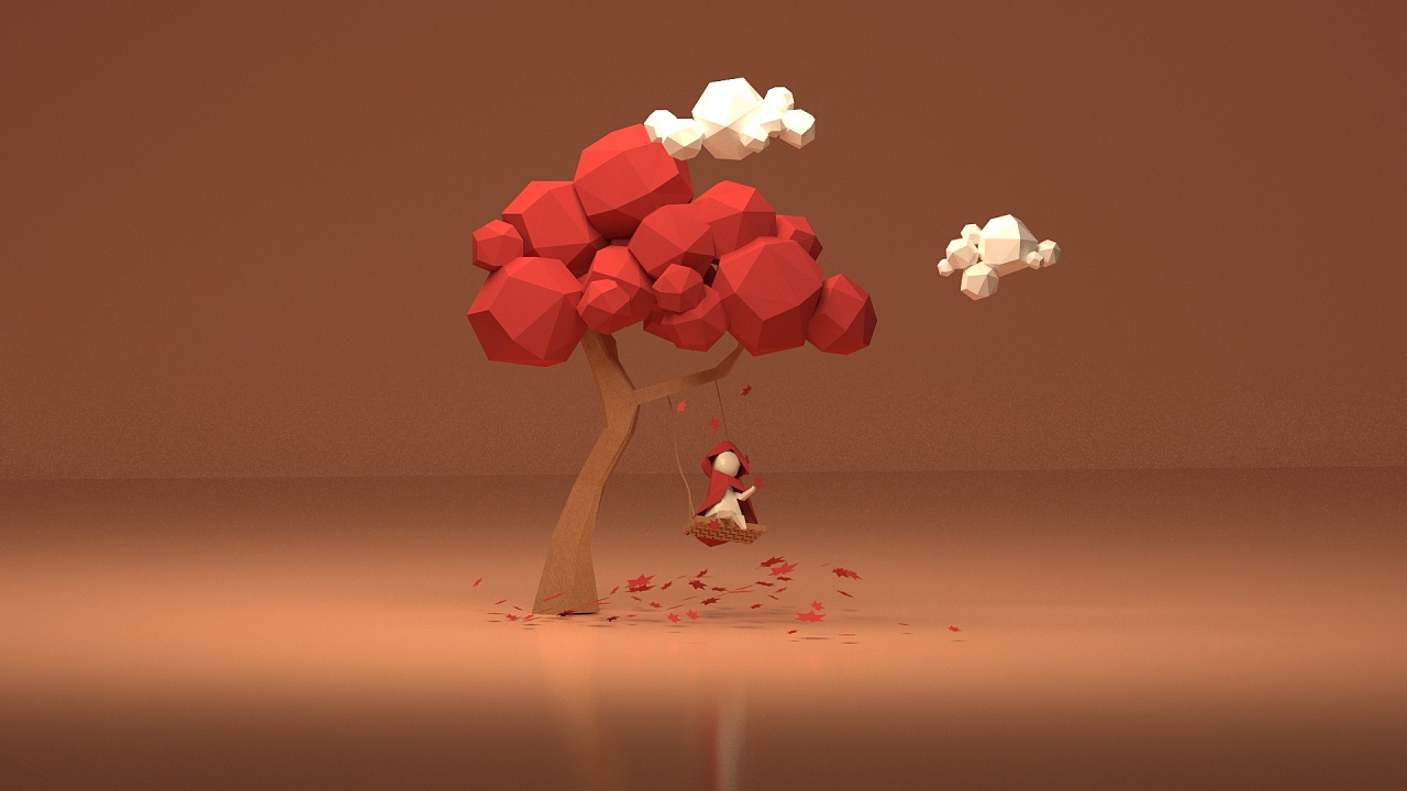 lowpoly风格秋季美陈设计