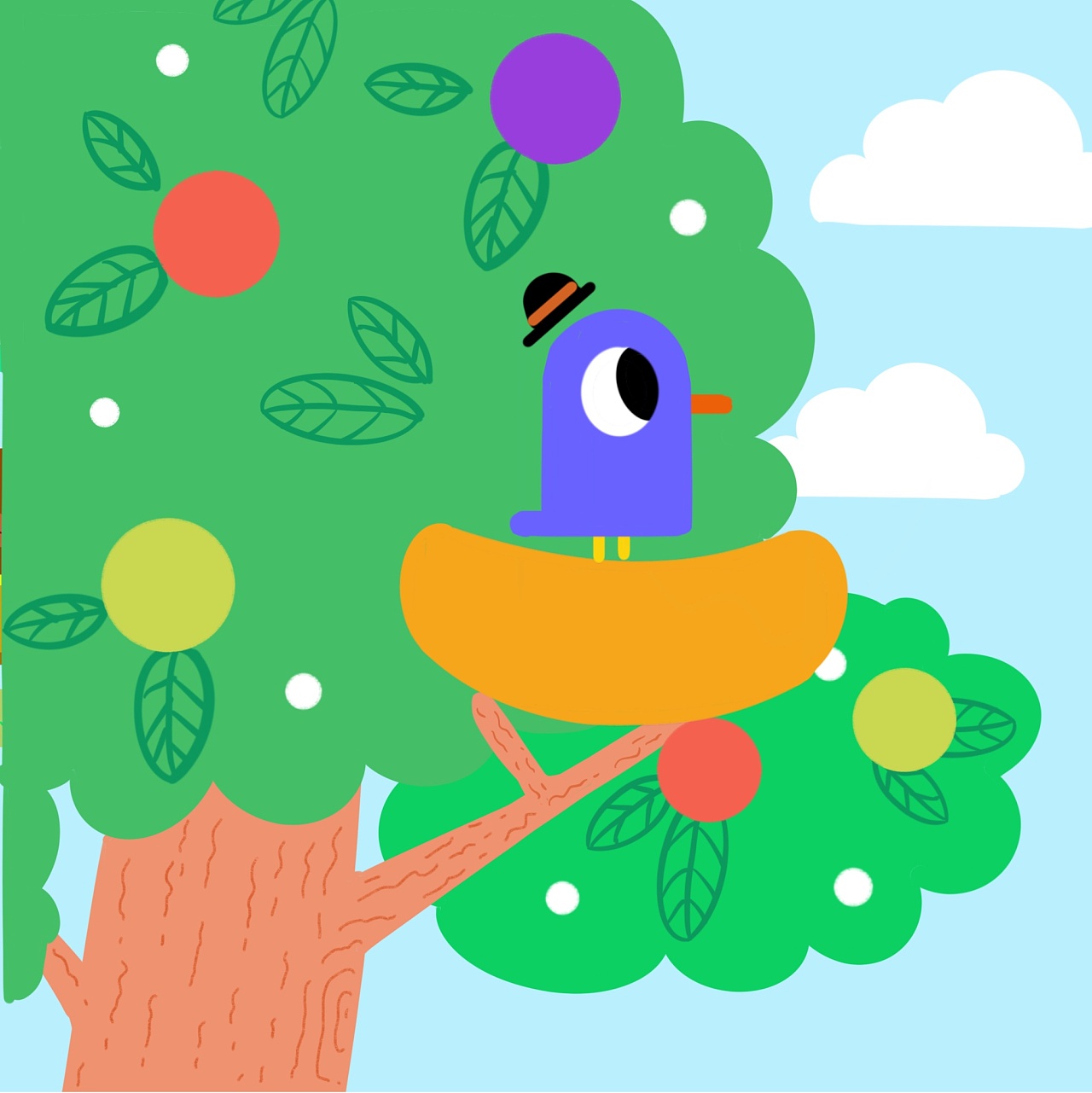 颜色鲜艳版本,小鸟在树上