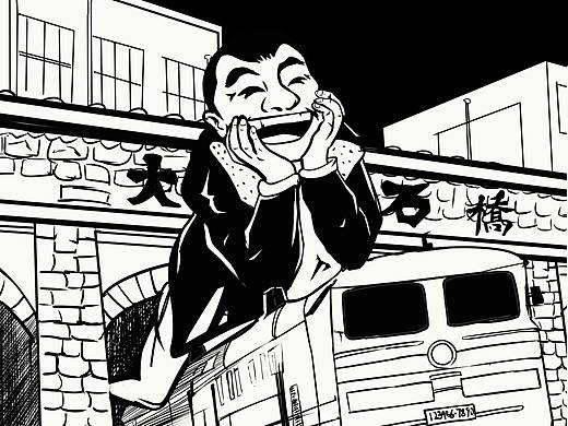 石门老廖夜宵餐饮品牌IP插画