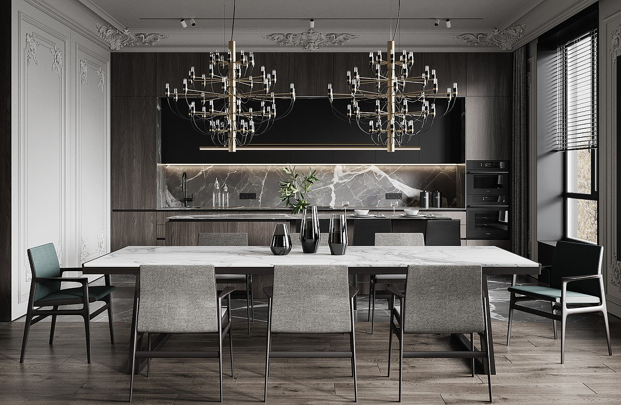 欧式沉稳 木质 大理石 完美搭配!