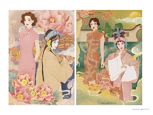 古风插画——戏剧人物