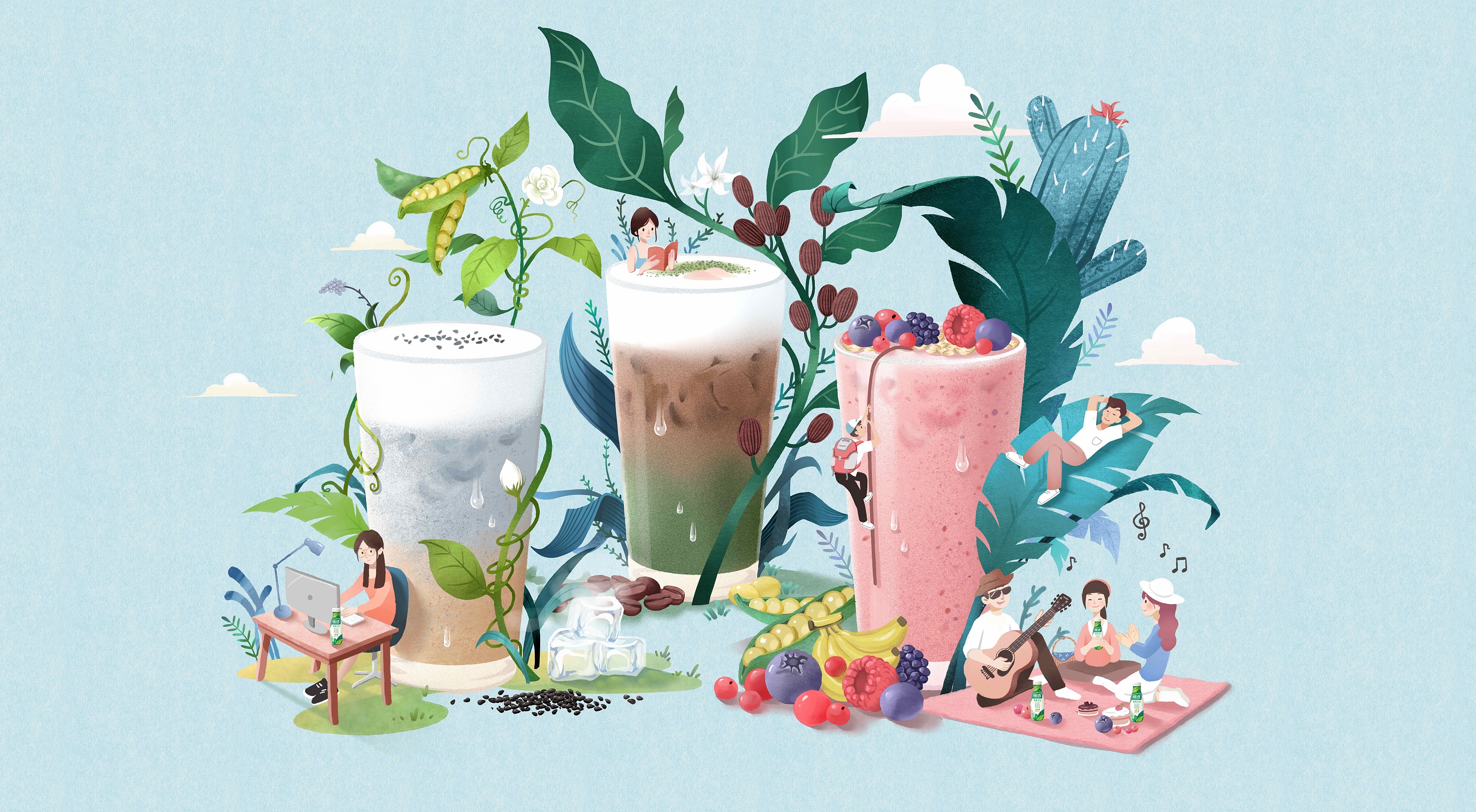 伊利植选·漫咖啡 联名打造深夜咖啡馆|平面|海报|样儿动画 - 原创