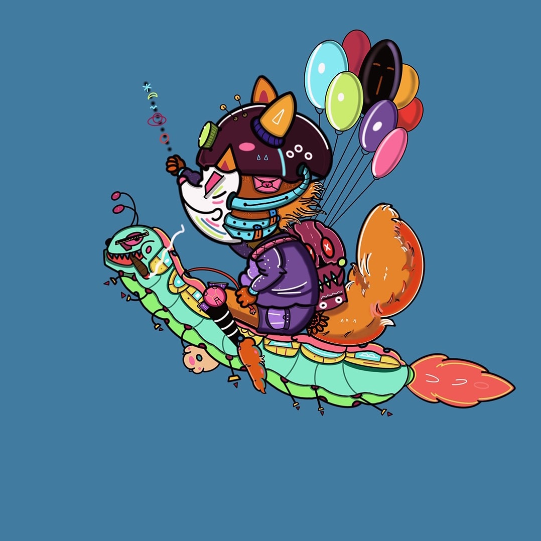 小狐狸和自己的梦（图ZMTY1MTIyMTI4） - 新锐潮流插画 - 站酷设计师菠萝壹原创素材 - 站酷ZCOOL