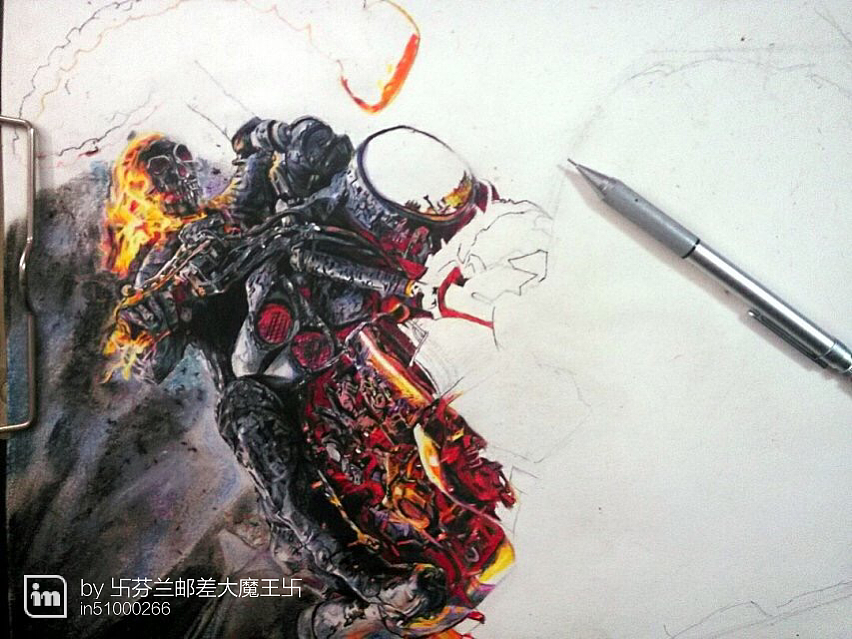 邮差彩铅手绘—恶灵骑士