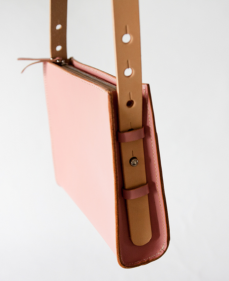 f2studio 粉色 真皮设计款大容量单肩女士包