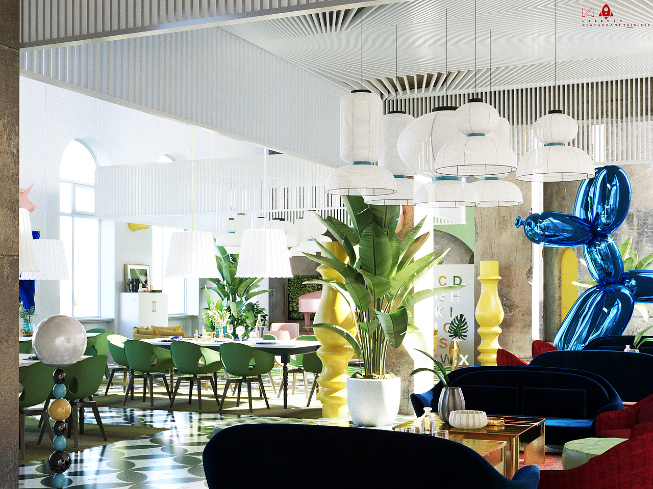 关于一个以绿色为主题的餐厅设计