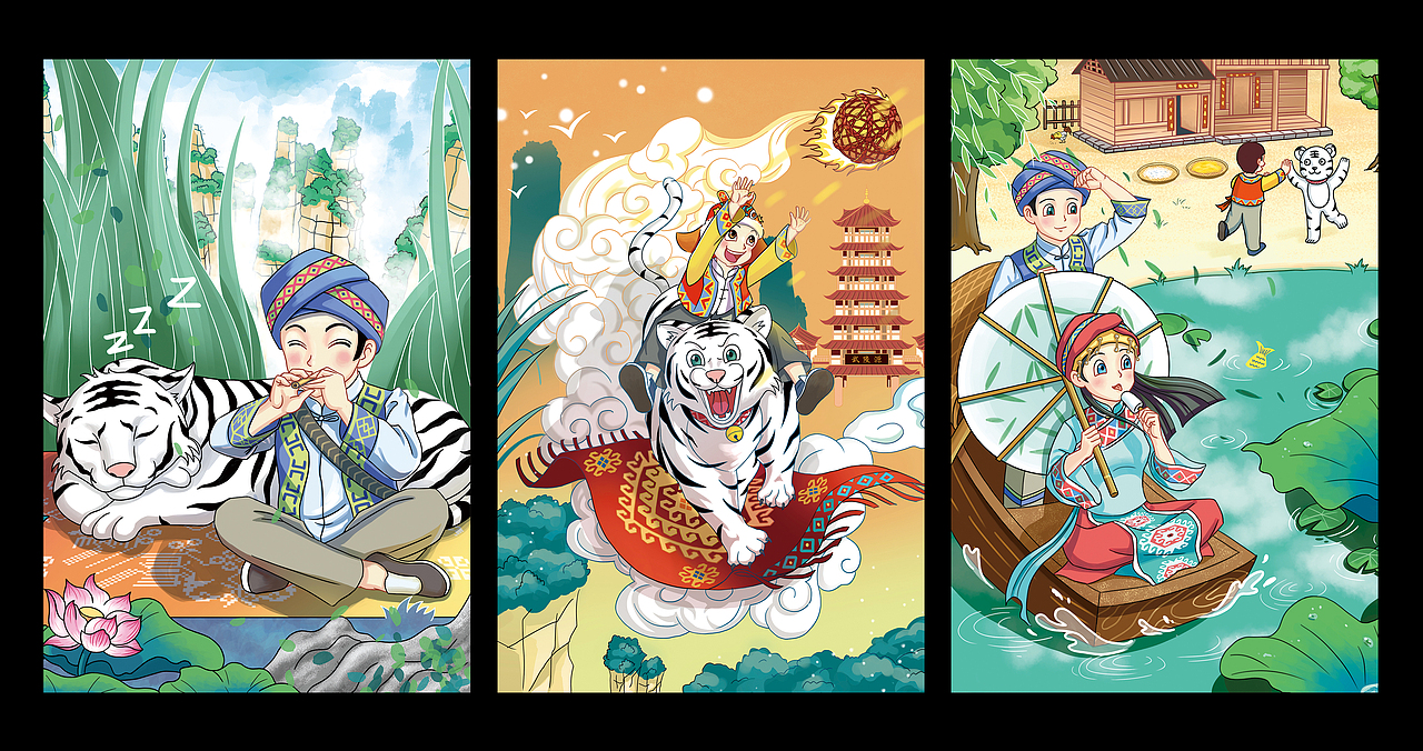 土家一家人（图ZMjc3OTAyMTY4） - 商业插画 - 站酷设计师火野亚美原创素材 - 站酷ZCOOL