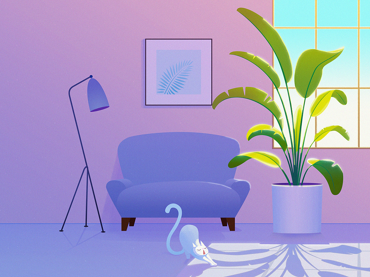 沙发和花|插画|艺术插画|饭菜翔 - 原创作品 - 站酷 (zcool)