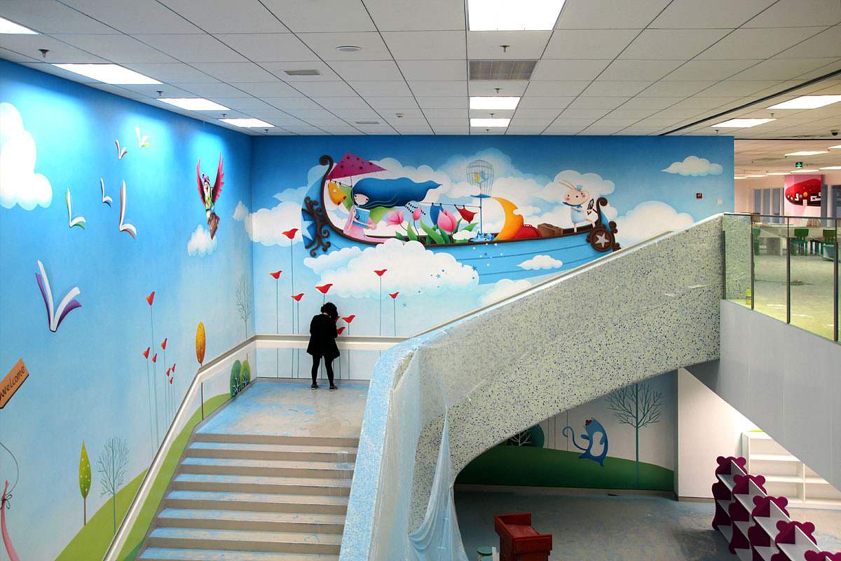 奇幻旅行邯郸市图书馆少儿区彩绘壁画