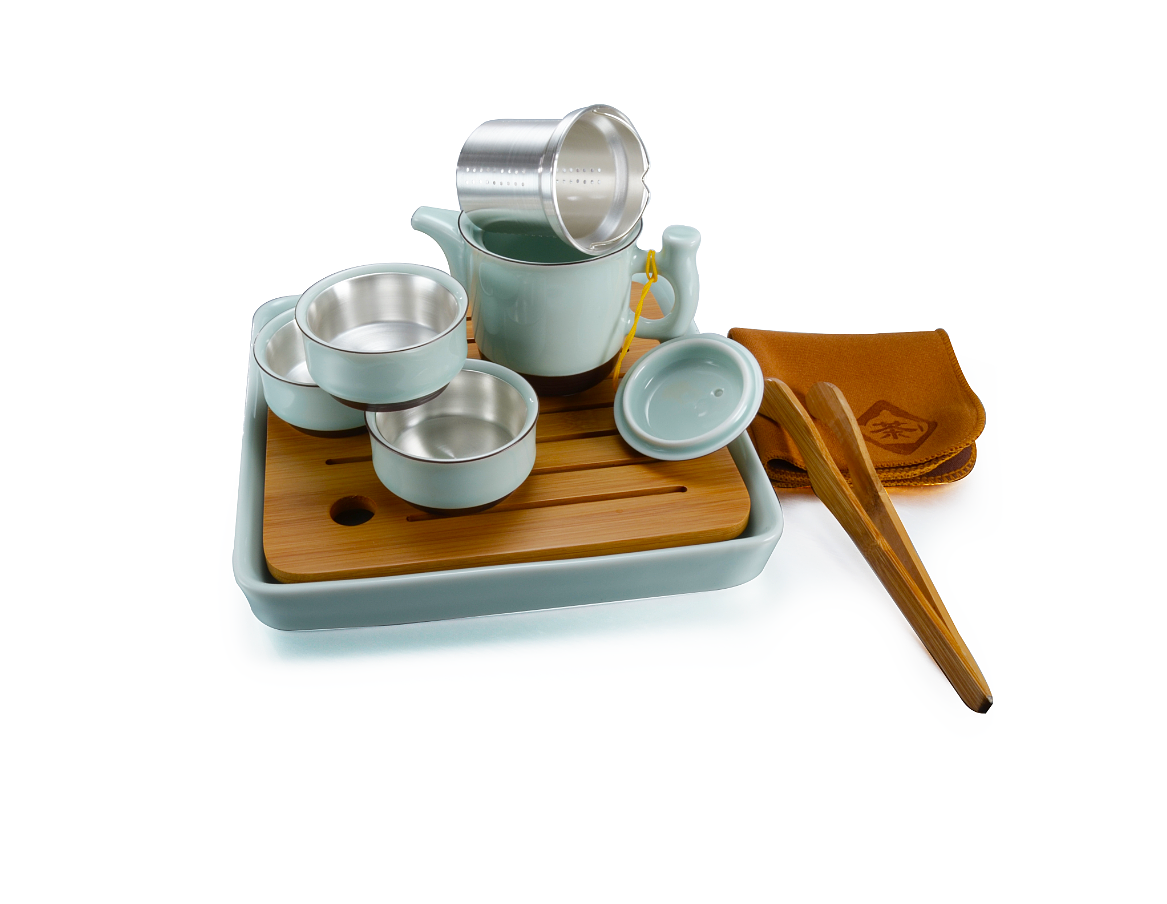 茶趣之乐:银瓷茶具—便携茶具套装