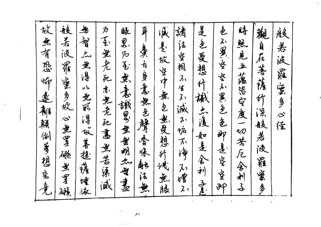 硬笔行书《心经》