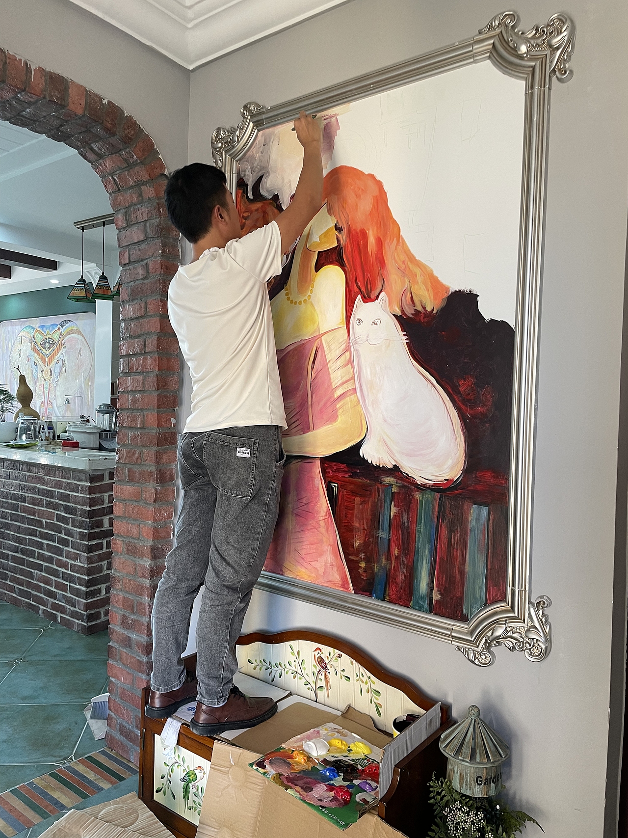 家装壁画电视沙发背景墙绘。贵州贵阳家装壁画。