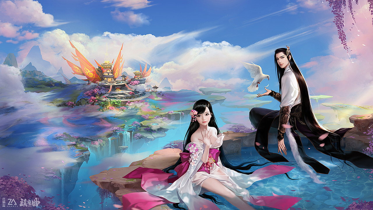 镇魔曲-鹤鸣九霄 场景宣传原画设计