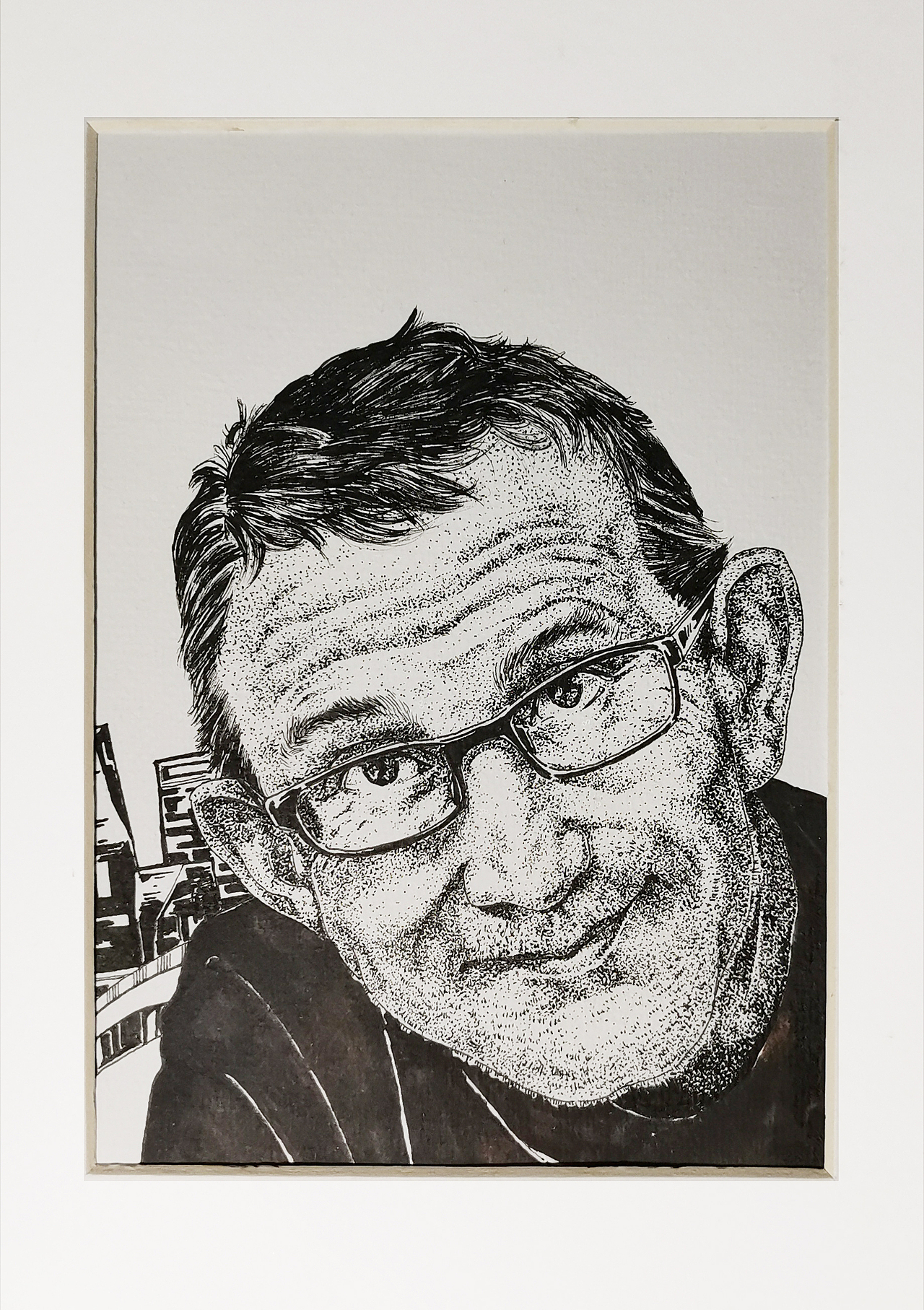 针管笔点绘人像