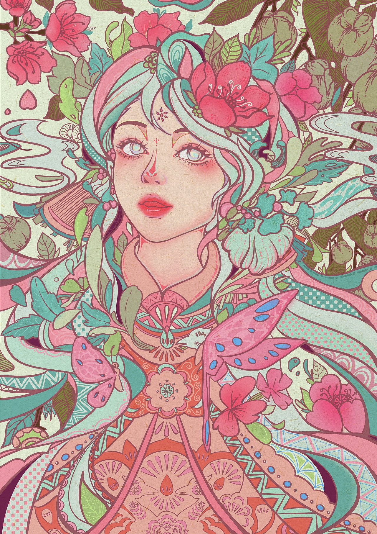 Girls in Nature—自然界女孩系列插画