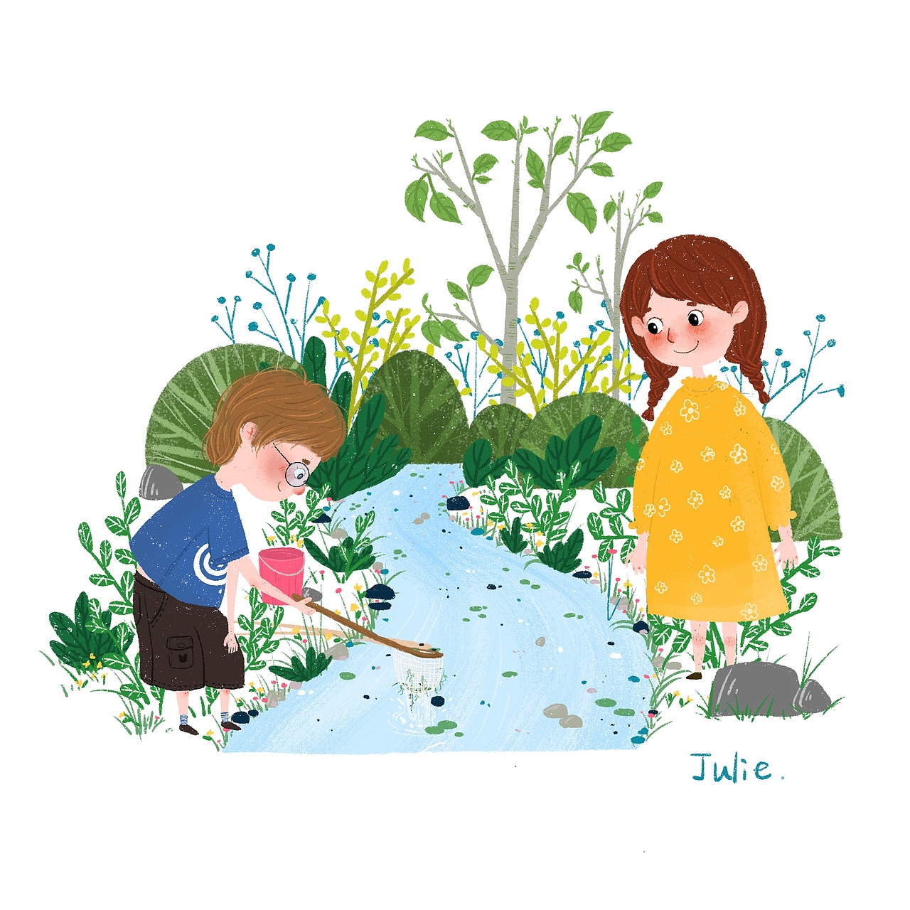 姐弟俩（图ZMjA4MDY0NjM2） - 儿童插画 - 站酷设计师彭阿彭_原创素材 - 站酷ZCOOL