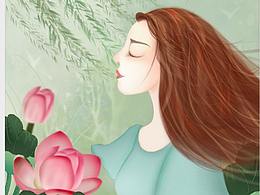 恬静女孩大自然唯美画