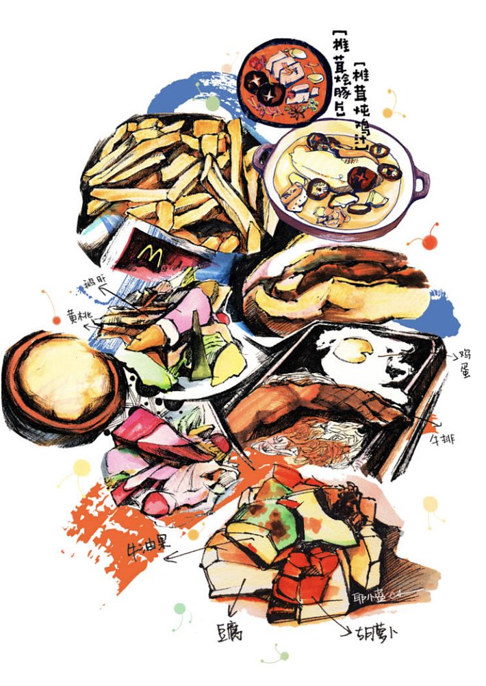 日常篇6张汇总 美食插画（图ZMTI3NTE5NzY0） - 艺术插画 - 站酷设计师耶小蓝原创素材 - 站酷ZCOOL