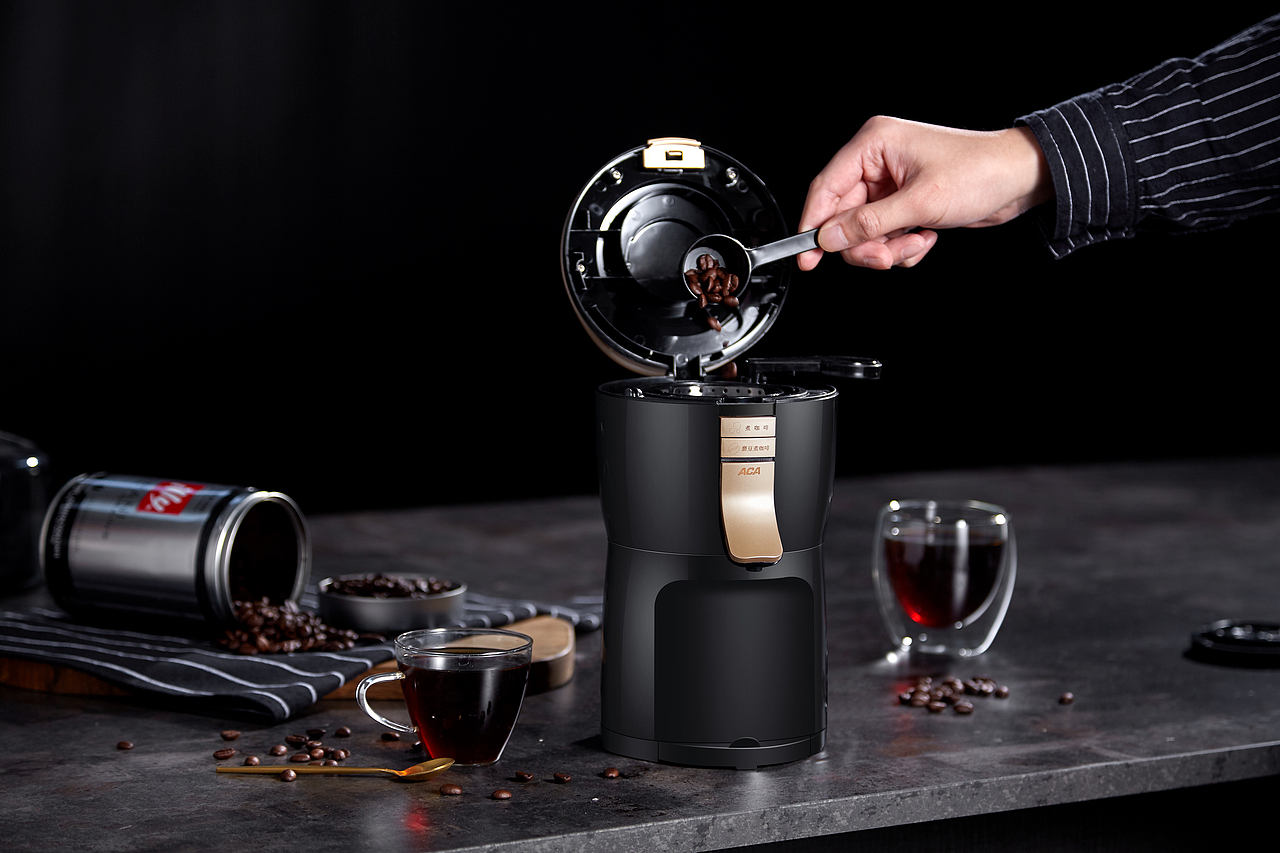 ACA北美咖啡机美式磨豆机场景拍摄