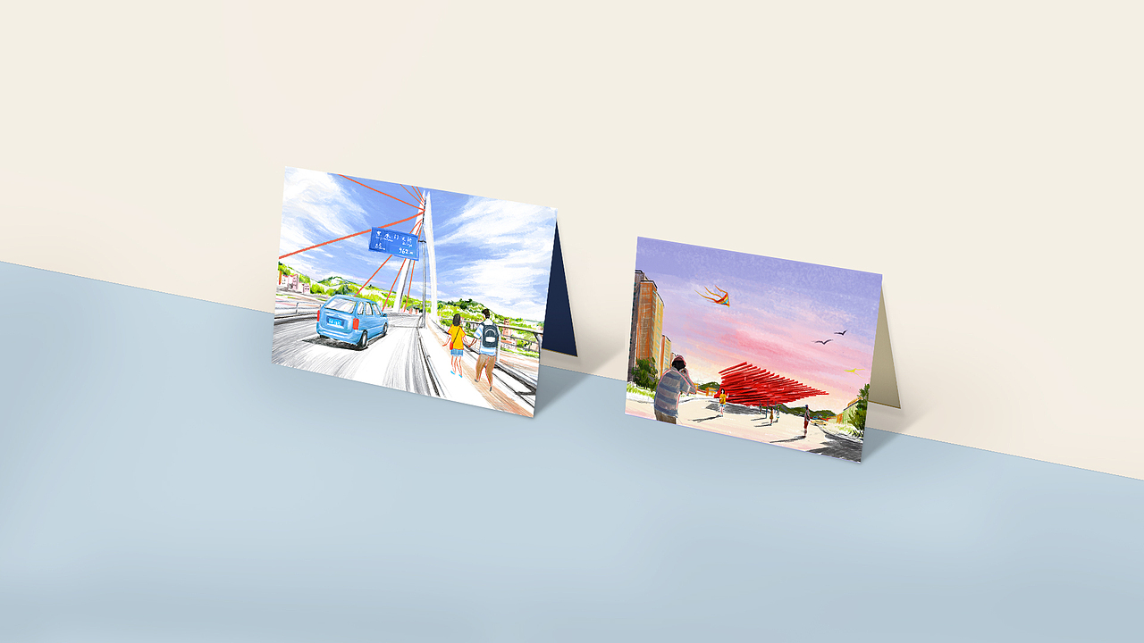 一组重庆旅游推广的明信片