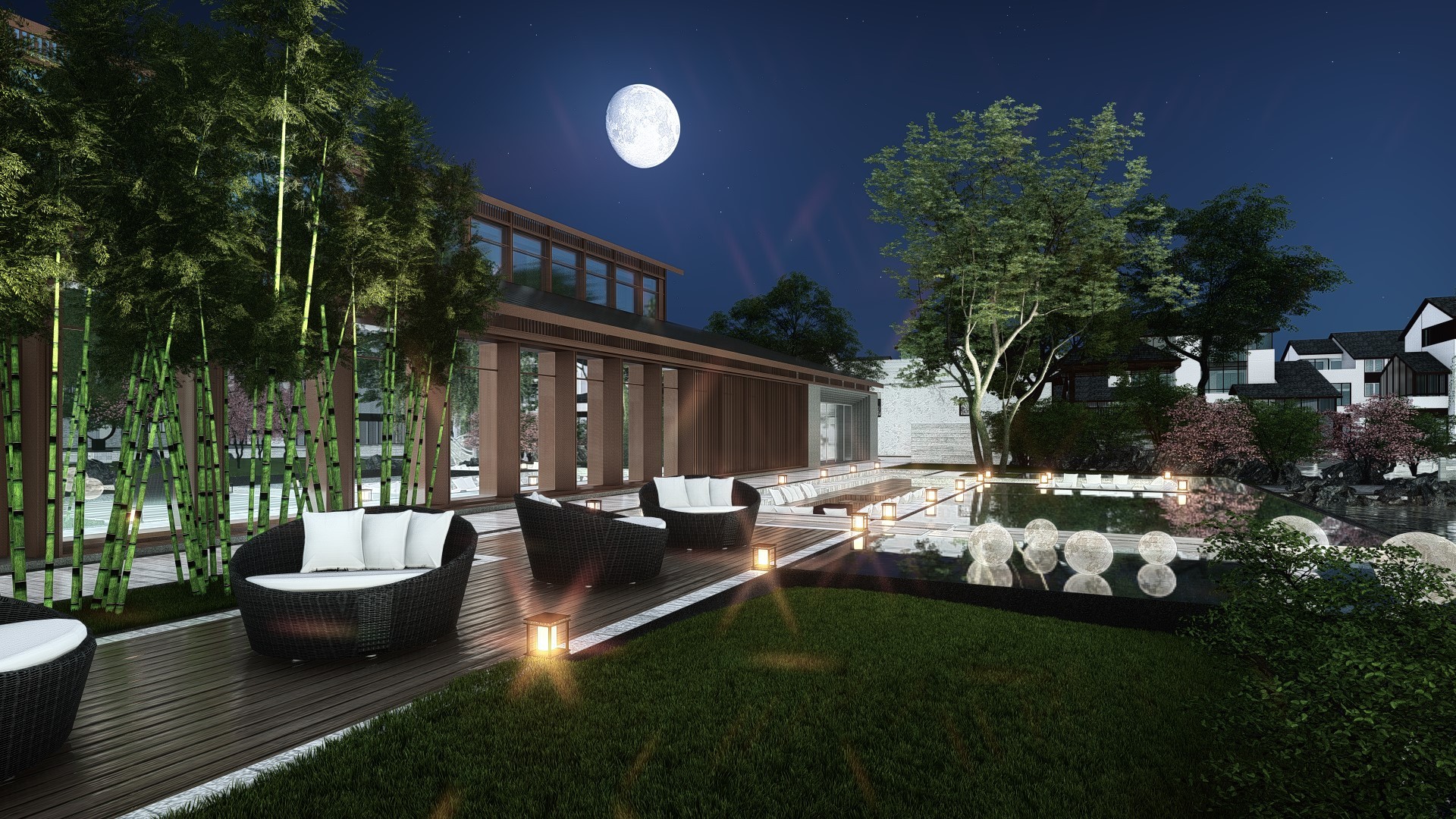 临水酒店民宿大堂 景观设计