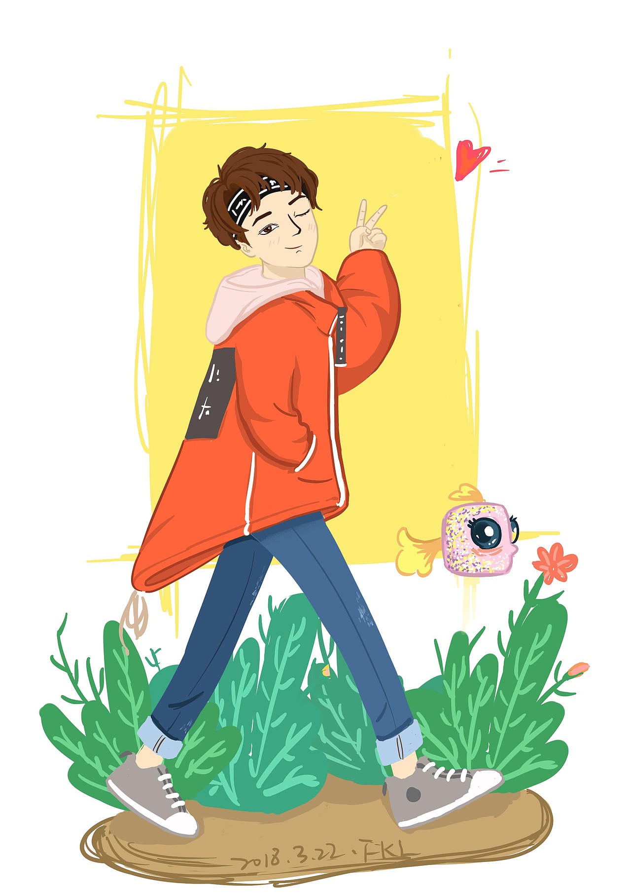 路人与鱼（图ZMTA5MDI1NDYw） - 新锐潮流插画 - 站酷设计师呼哈呼哈呼呼哈原创素材 - 站酷ZCOOL