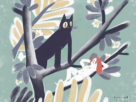 七夕情侣猫咪自然插画临摹(个人主页-ZMjk4MTY4ODg=) - 创作习作 - 站酷设计师丸丸的周末原创素材 - 站酷ZCOOL
